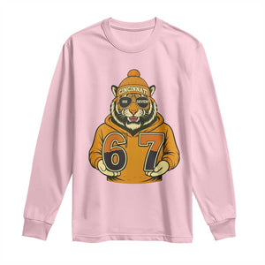 Six Seven Meme Tiger Football Fan Long Sleeve Shirt Gen Alpha Slang Gift TS12 Light Pink Print Your Wear