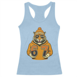 Six Seven Meme Tiger Football Fan Racerback Tank Top Gen Alpha Slang Gift TS12 Light Blue Print Your Wear