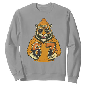 Six Seven Meme Tiger Football Fan Sweatshirt Gen Alpha Slang Gift TS12 Sport Gray Print Your Wear