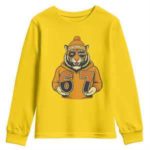 Six Seven Meme Tiger Football Fan Youth Sweatshirt Gen Alpha Slang Gift TS12 Daisy Print Your Wear
