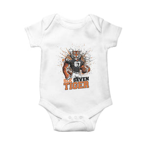 Six Seven Meme Tiger Football Baby Onesie Funny Gen Z Alpha Gift TS12 White Print Your Wear