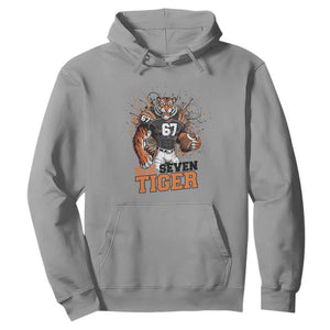 Six Seven Meme Tiger Football Hoodie Funny Gen Z Alpha Gift TS12 Sport Gray Print Your Wear
