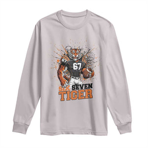 Six Seven Meme Tiger Football Long Sleeve Shirt Funny Gen Z Alpha Gift TS12 Ice Gray Print Your Wear
