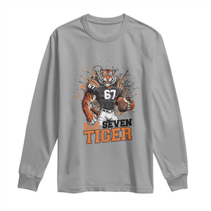 Six Seven Meme Tiger Football Long Sleeve Shirt Funny Gen Z Alpha Gift TS12 Sport Gray Print Your Wear