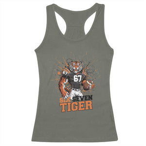 Six Seven Meme Tiger Football Racerback Tank Top Funny Gen Z Alpha Gift TS12 Military Green Print Your Wear