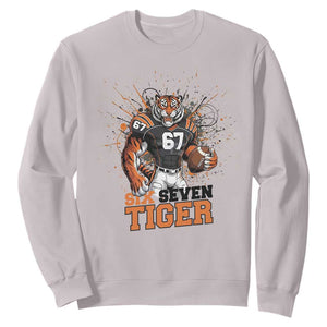 Six Seven Meme Tiger Football Sweatshirt Funny Gen Z Alpha Gift TS12 Ice Gray Print Your Wear
