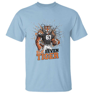 Six Seven Meme Tiger Football T Shirt Funny Gen Z Alpha Gift TS12 Light Blue Print Your Wear