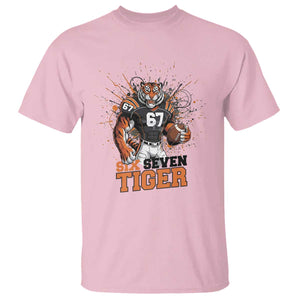 Six Seven Meme Tiger Football T Shirt Funny Gen Z Alpha Gift TS12 Light Pink Print Your Wear