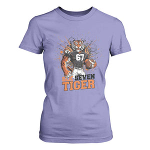 Six Seven Meme Tiger Football T Shirt For Women Funny Gen Z Alpha Gift TS12 Violet Print Your Wear