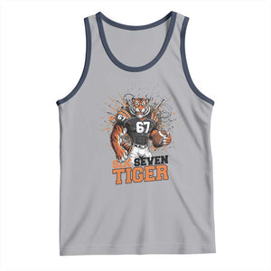Six Seven Meme Tiger Football Tank Top Funny Gen Z Alpha Gift TS12 Athletic Heather Navy Print Your Wear