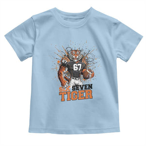 Six Seven Meme Tiger Football Toddler T Shirt Funny Gen Z Alpha Gift TS12 Light Blue Print Your Wear