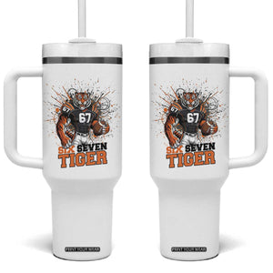 Six Seven Meme Tiger Football Tumbler With Handle Funny Gen Z Alpha Gift TS12 One Size: 40 oz White Print Your Wear