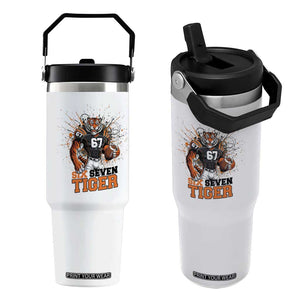 Six Seven Meme Tiger Football Flip Straw Tumbler Funny Gen Z Alpha Gift TS12 One Size: 30 oz White Print Your Wear