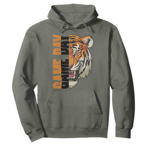 Tiger Football Lover Hoodie Game Day Fan Lifestyle TS12 Military Green Print Your Wear
