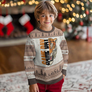 Tiger Football Lover Ugly Christmas Sweater Game Day Fan Lifestyle TS12 Mocha Mousse Print Your Wear