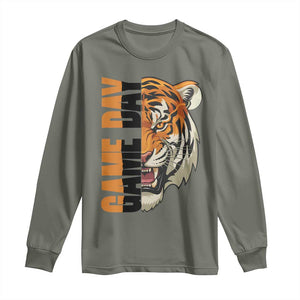 Tiger Football Lover Long Sleeve Shirt Game Day Fan Lifestyle TS12 Military Green Print Your Wear