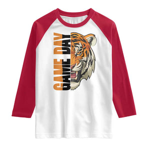 Tiger Football Lover Raglan Shirt Game Day Fan Lifestyle TS12 White Red Print Your Wear