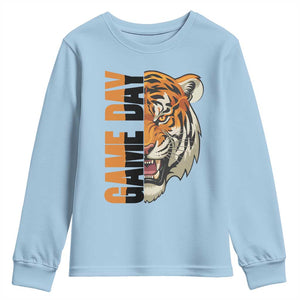 Tiger Football Lover Youth Sweatshirt Game Day Fan Lifestyle TS12 Light Blue Print Your Wear