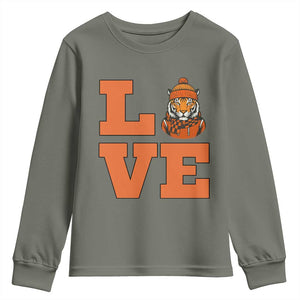Midwest Tiger Football Pride Youth Sweatshirt Funny Sport Lover Gift TS12 Military Green Print Your Wear