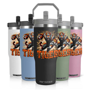 Lightning Tiger Lover Flip Straw Tumbler Sport Lover Gift TS12 Print Your Wear