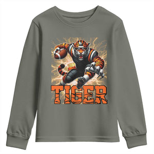 Lightning Tiger Lover Youth Sweatshirt Sport Lover Gift TS12 Military Green Print Your Wear