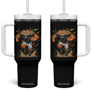 Tiger Football Lover Tumbler With Handle Midwest Game Day Lifestyle TS12 One Size: 40 oz Black Print Your Wear