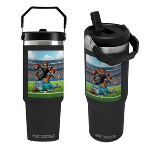 Funny Tiger Dominates Dolphin Flip Straw Tumbler FB Rivalry Gift TS12 One Size: 30 oz Black Print Your Wear