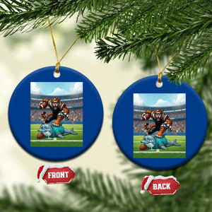 Funny Tiger Dominates Dolphin Ceramic Ornament FB Rivalry Gift TS12 1pc Blue Print Your Wear