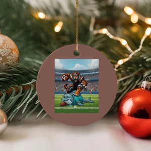 Funny Tiger Dominates Dolphin Ceramic Ornament FB Rivalry Gift TS12 1pc Mocha Print Your Wear
