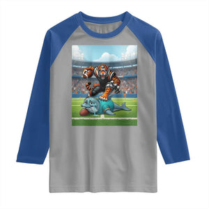 Funny Tiger Dominates Dolphin Raglan Shirt FB Rivalry Gift TS12 Sport Gray Royal Print Your Wear