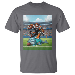 Funny Tiger Dominates Dolphin T Shirt FB Rivalry Gift TS12 Charcoal Print Your Wear