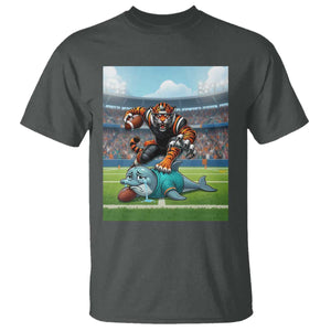 Funny Tiger Dominates Dolphin T Shirt FB Rivalry Gift TS12 Dark Heather Print Your Wear