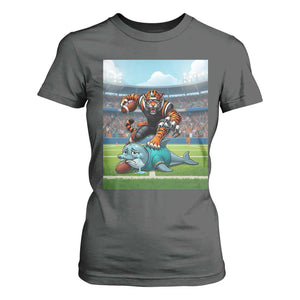 Funny Tiger Dominates Dolphin T Shirt For Women FB Rivalry Gift TS12 Dark Heather Print Your Wear