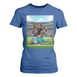Funny Tiger Dominates Dolphin T Shirt For Women FB Rivalry Gift TS12 Royal Blue Print Your Wear