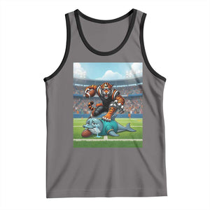 Funny Tiger Dominates Dolphin Tank Top FB Rivalry Gift TS12 Deep Heather Black Print Your Wear