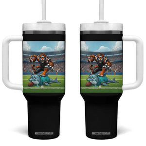 Funny Tiger Dominates Dolphin Tumbler With Handle FB Rivalry Gift TS12 One Size: 40 oz Black Print Your Wear