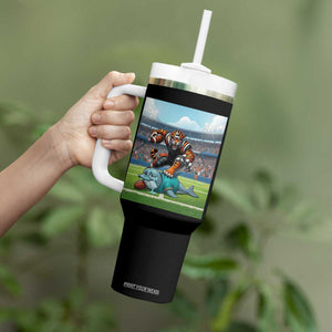 Funny Tiger Dominates Dolphin Tumbler With Handle FB Rivalry Gift TS12 Print Your Wear