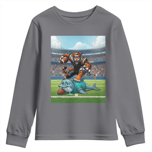 Funny Tiger Dominates Dolphin Youth Sweatshirt FB Rivalry Gift TS12 Charcoal Print Your Wear