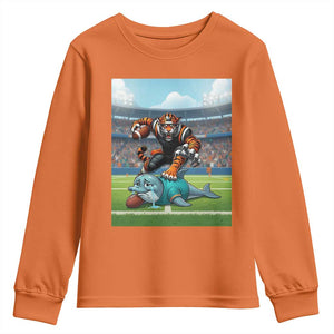 Funny Tiger Dominates Dolphin Youth Sweatshirt FB Rivalry Gift TS12 Orange Print Your Wear