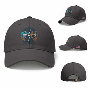 Funny Tiger Vs Dolphin Rivalry Baseball Cap Gift For FB Hardcore Fan TS12 Baseball Cap Universal Fit Dark Gray Print Your Wear