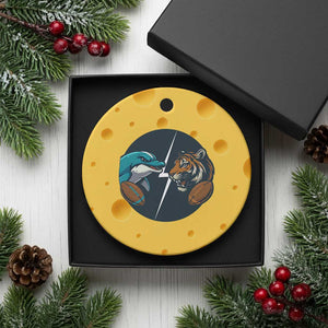 Funny Tiger Vs Dolphin Rivalry Ceramic Ornament Gift For FB Hardcore Fan TS12 1pc Yellow Cheese Print Your Wear