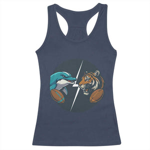 Funny Tiger Vs Dolphin Rivalry Racerback Tank Top Gift For FB Hardcore Fan TS12 Navy Print Your Wear
