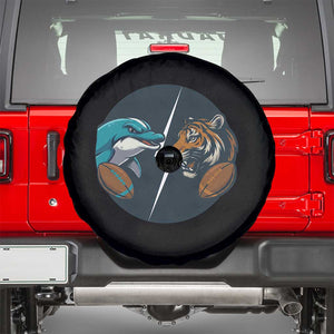 Funny Tiger Vs Dolphin Rivalry Spare Tire Cover Gift For FB Hardcore Fan TS12 Black Print Your Wear