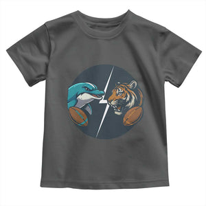 Funny Tiger Vs Dolphin Rivalry Toddler T Shirt Gift For FB Hardcore Fan TS12 Dark Heather Print Your Wear