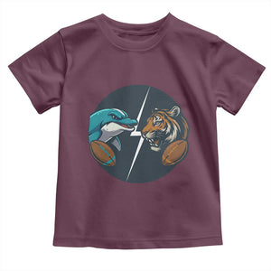 Funny Tiger Vs Dolphin Rivalry Toddler T Shirt Gift For FB Hardcore Fan TS12 Maroon Print Your Wear