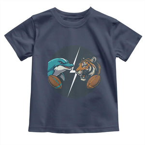 Funny Tiger Vs Dolphin Rivalry Toddler T Shirt Gift For FB Hardcore Fan TS12 Navy Print Your Wear