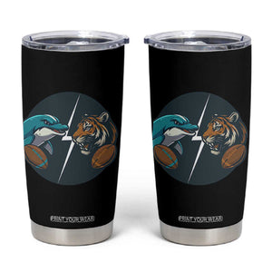 Funny Tiger Vs Dolphin Rivalry Tumbler Cup Gift For FB Hardcore Fan TS12 Black Print Your Wear