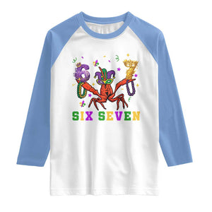 Funny 67 Crawfish Mardi Gras Raglan Shirt Six Seven Meme TS12 White Carolina Blue Print Your Wear