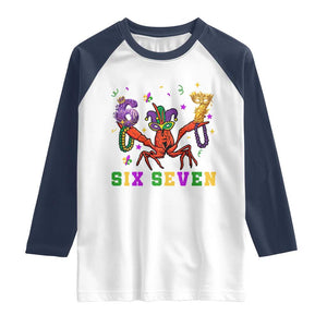 Funny 67 Crawfish Mardi Gras Raglan Shirt Six Seven Meme TS12 White Navy Print Your Wear