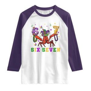 Funny 67 Crawfish Mardi Gras Raglan Shirt Six Seven Meme TS12 White Purple Print Your Wear
